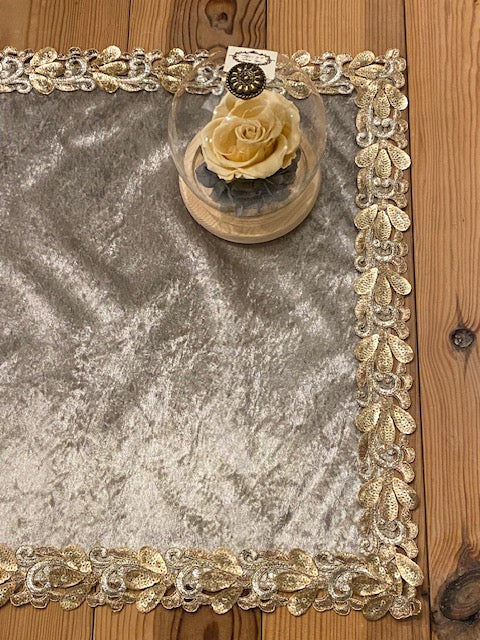 Tapis de cartomancie Champagne et Doré / Pièce unique